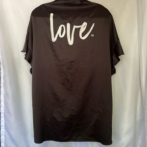 Victoria’s Secret Black Satin Love Short Robe